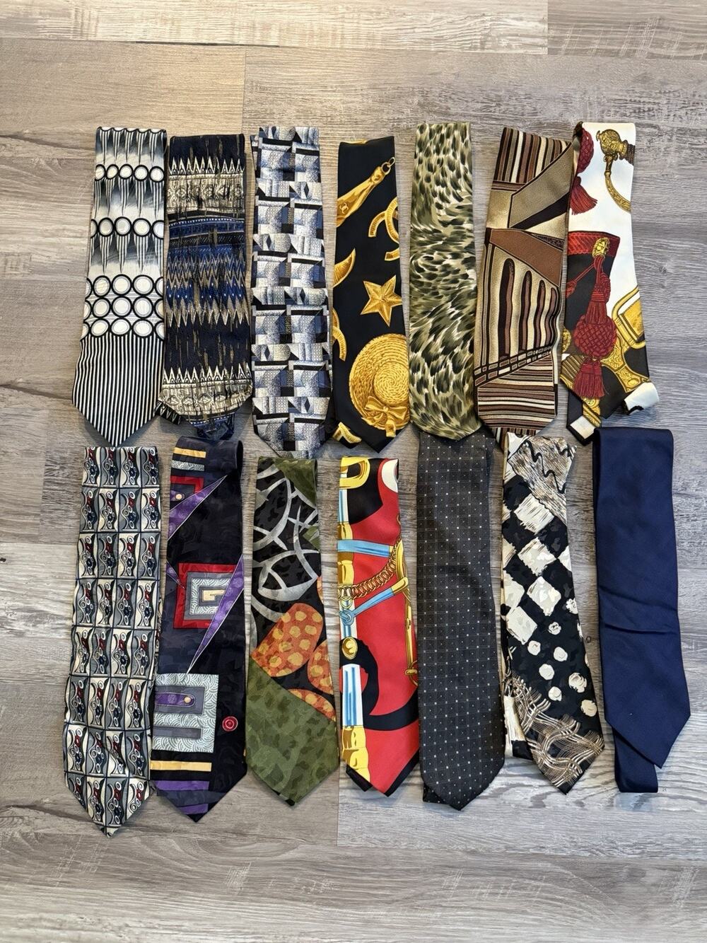 14 Vintage Men’s Neck Tie Lot Italian Silk Designer Hand Made Abstract 80s 90s